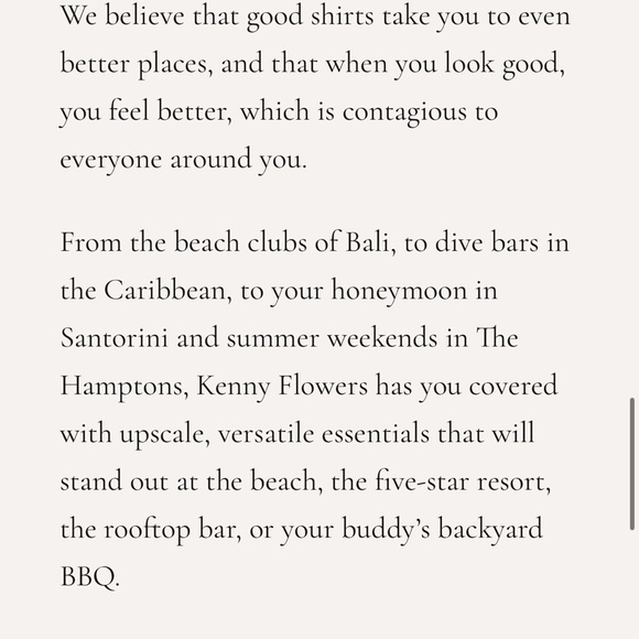 Kenny Flowers Size Chart - Picture 4 of 5